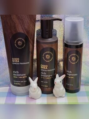 Bath & Body Works Coco Shea Rich Moisture 3pc Espresso Body Care Set NEW RareP